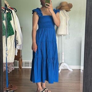 Anne Klein Cotton Vibrant Blue Textured Dress